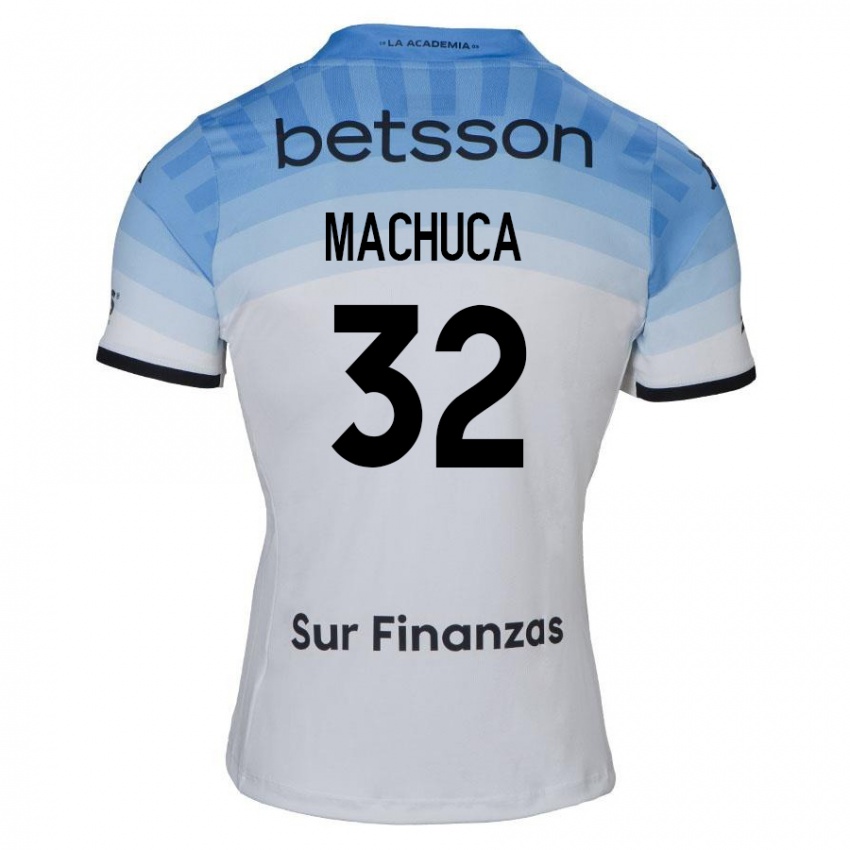 Criança Camisola Elías Machuca #32 Branco Azul Preto Alternativa 2024/25 Camisa