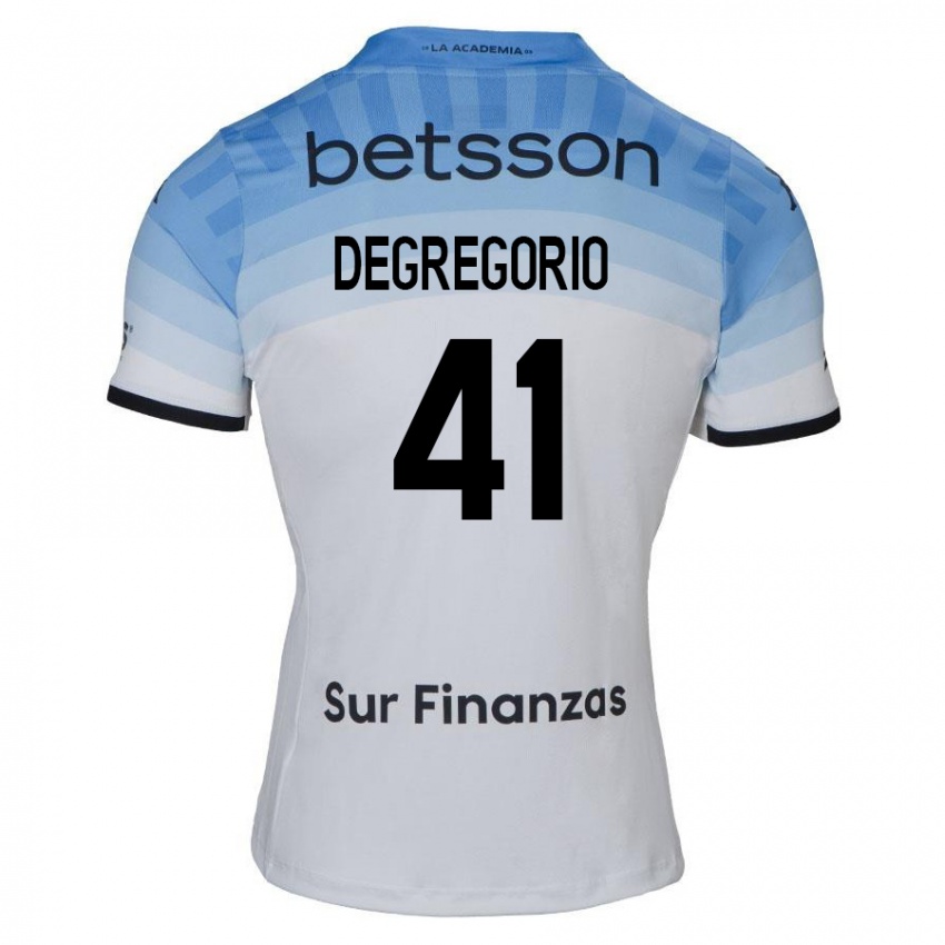 Criança Camisola Ramiro Degregorio #41 Branco Azul Preto Alternativa 2024/25 Camisa