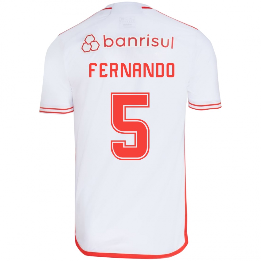 Criança Camisola Fernando #5 Branco Vermelho Alternativa 2024/25 Camisa