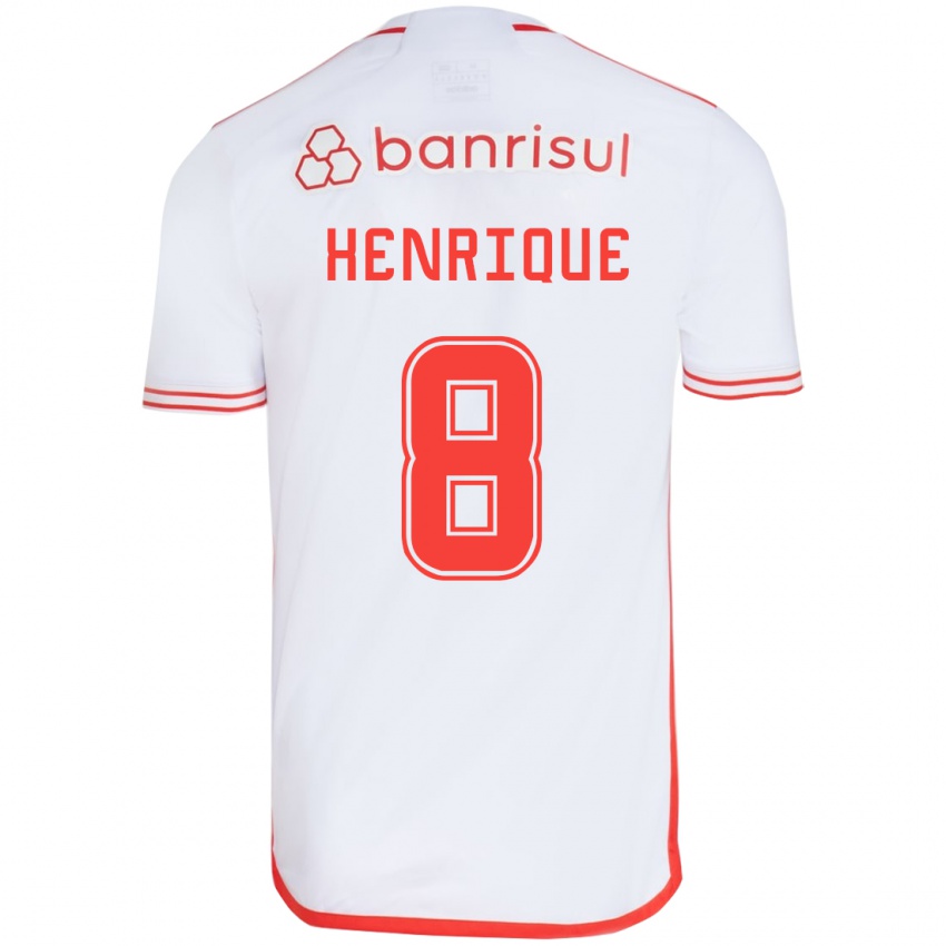 Criança Camisola Bruno Henrique #8 Branco Vermelho Alternativa 2024/25 Camisa