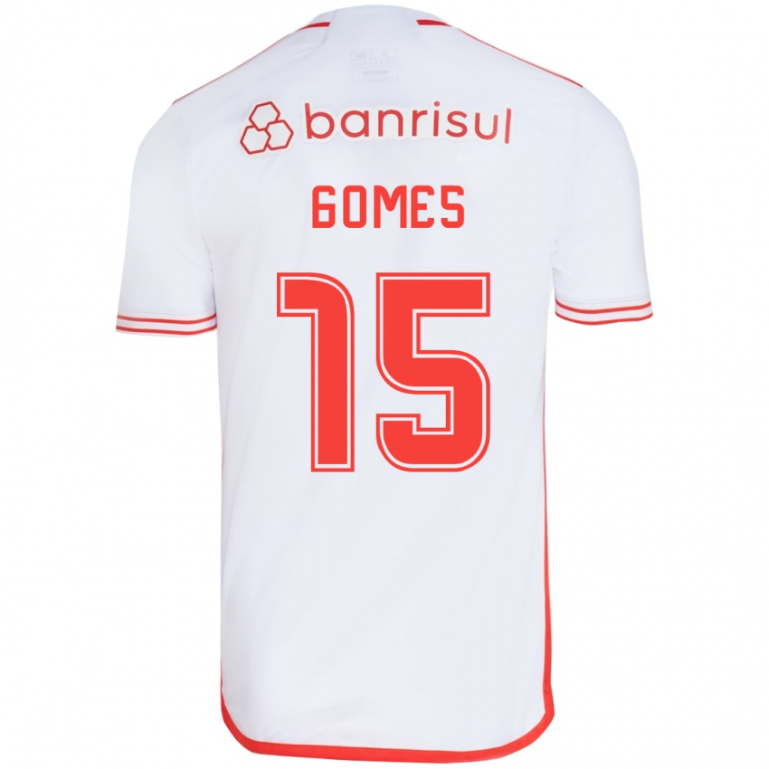 Criança Camisola Bruno Gomes #15 Branco Vermelho Alternativa 2024/25 Camisa