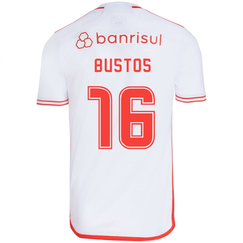 Criança Camisola Fabricio Bustos #16 Branco Vermelho Alternativa 2024/25 Camisa