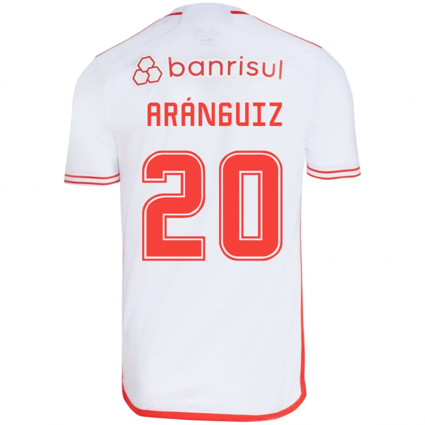 Criança Camisola Charles Aránguiz #20 Branco Vermelho Alternativa 2024/25 Camisa