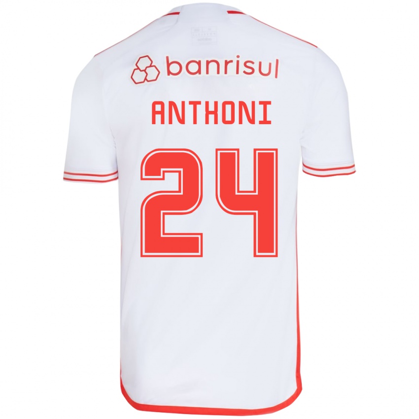 Criança Camisola Anthoni #24 Branco Vermelho Alternativa 2024/25 Camisa