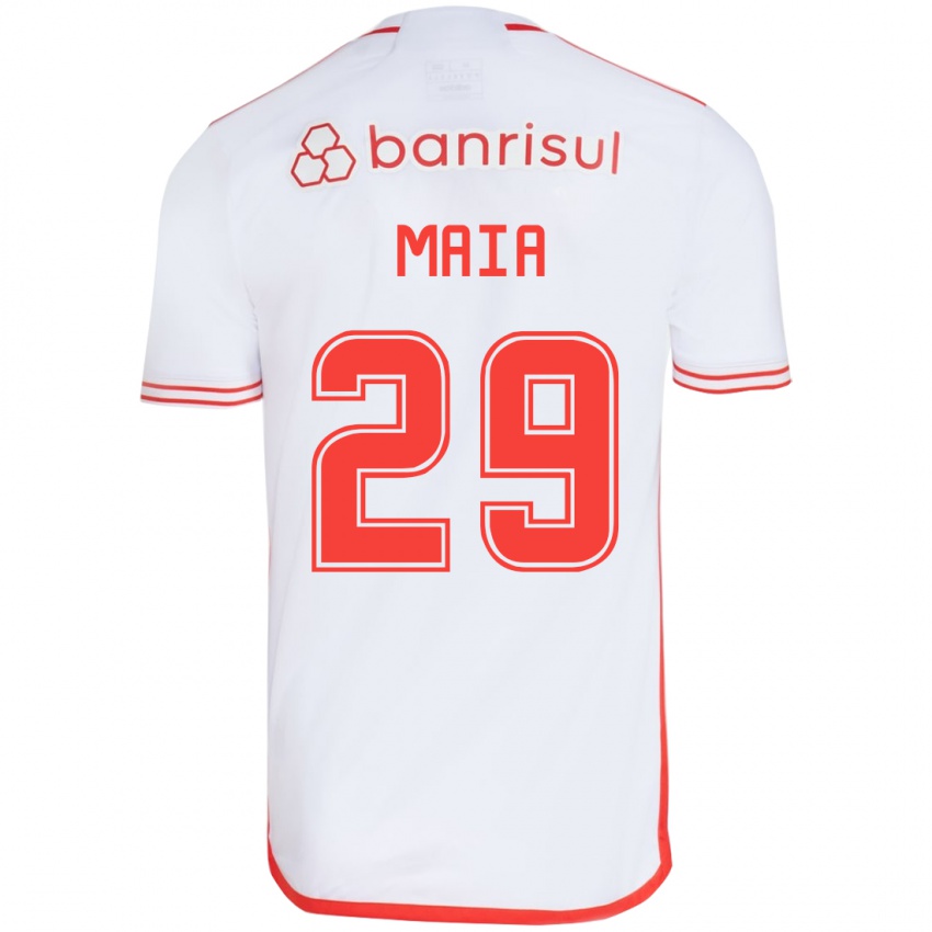 Criança Camisola Thiago Maia #29 Branco Vermelho Alternativa 2024/25 Camisa