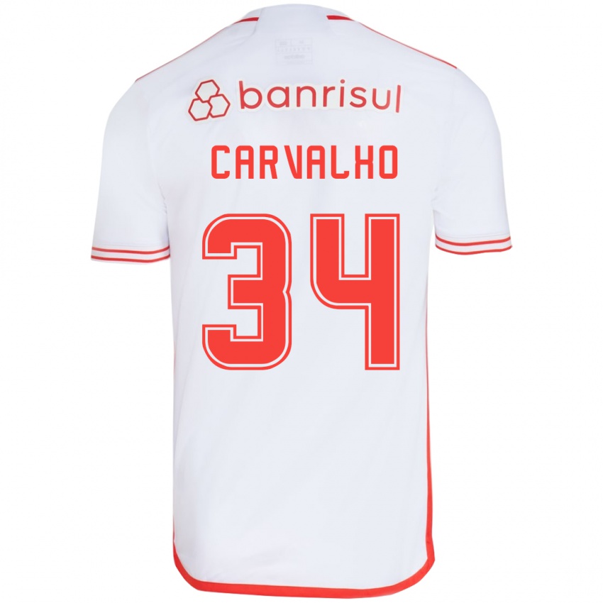 Criança Camisola Gabriel Carvalho #34 Branco Vermelho Alternativa 2024/25 Camisa