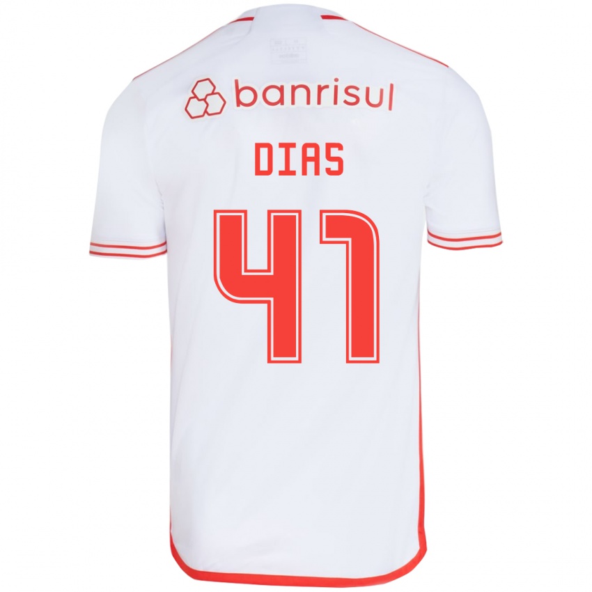 Criança Camisola Matheus Dias #41 Branco Vermelho Alternativa 2024/25 Camisa