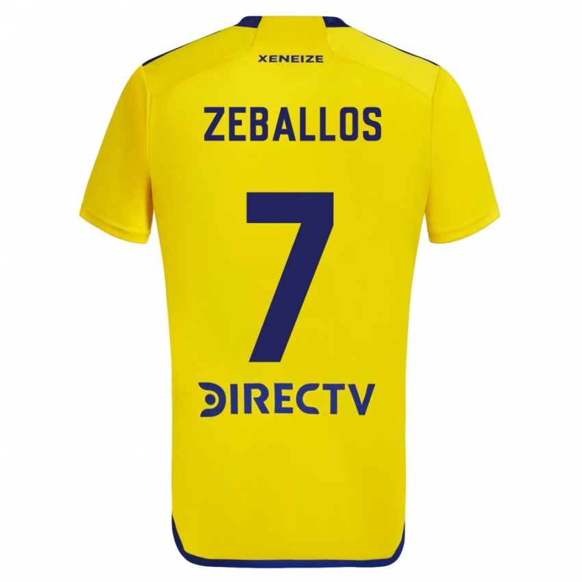 Criança Camisola Exequiel Zeballos #7 Amarelo Azul Alternativa 2024/25 Camisa