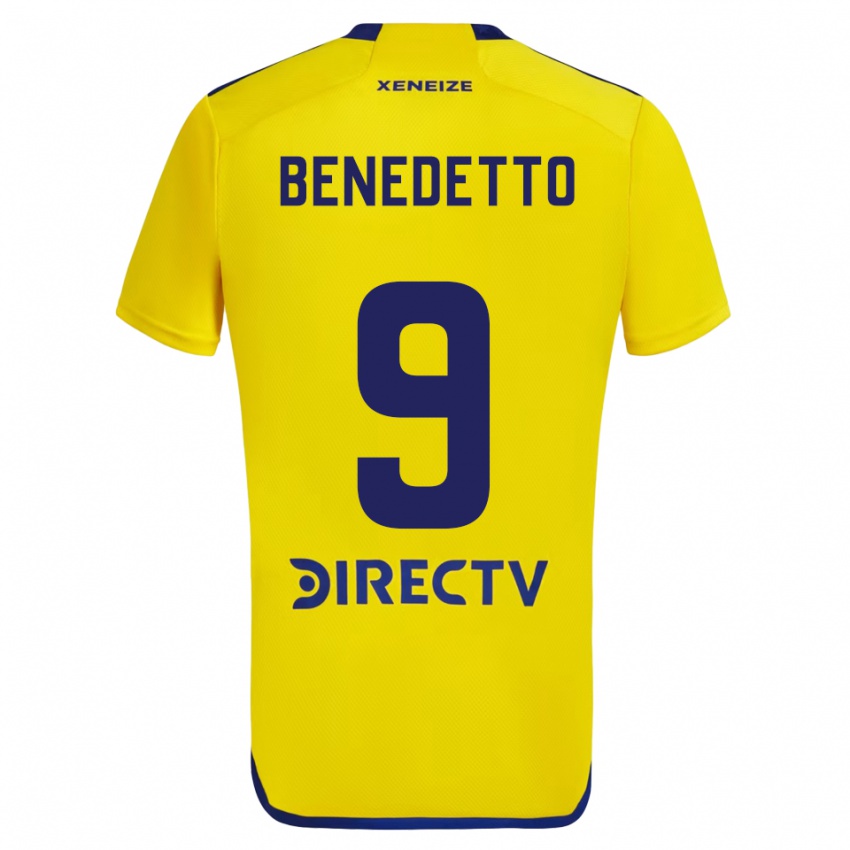 Criança Camisola Dario Benedetto #9 Amarelo Azul Alternativa 2024/25 Camisa