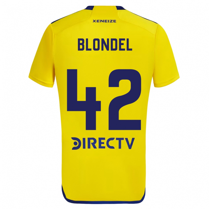 Criança Camisola Lucas Blondel #42 Amarelo Azul Alternativa 2024/25 Camisa