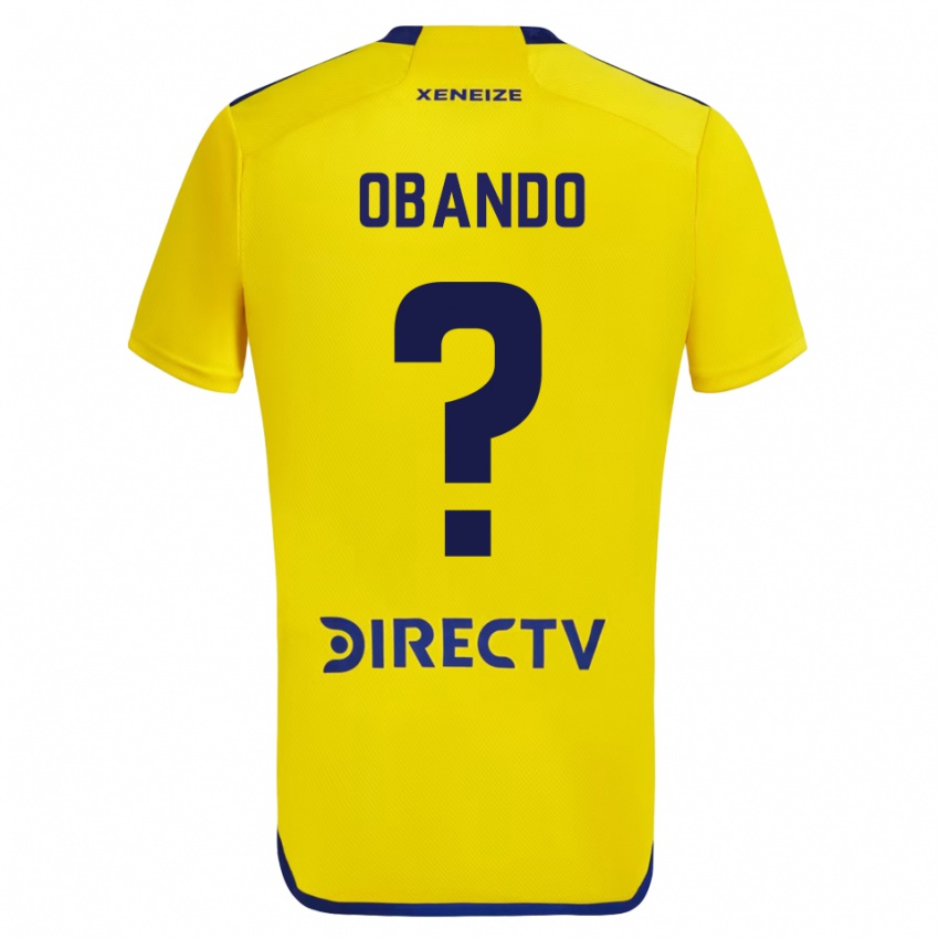 Criança Camisola Agustin Obando #0 Amarelo Azul Alternativa 2024/25 Camisa