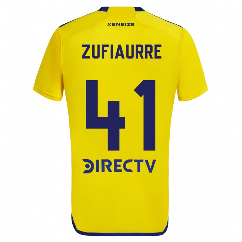 Criança Camisola Iker Zufiaurre #41 Amarelo Azul Alternativa 2024/25 Camisa