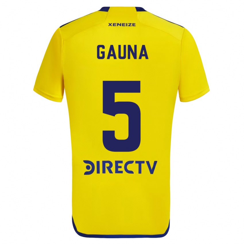 Criança Camisola Santiago Gauna #5 Amarelo Azul Alternativa 2024/25 Camisa