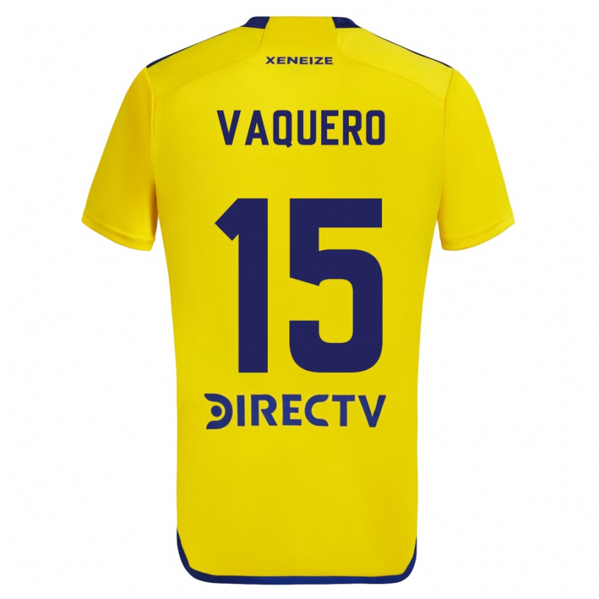 Criança Camisola Iván Vaquero #15 Amarelo Azul Alternativa 2024/25 Camisa