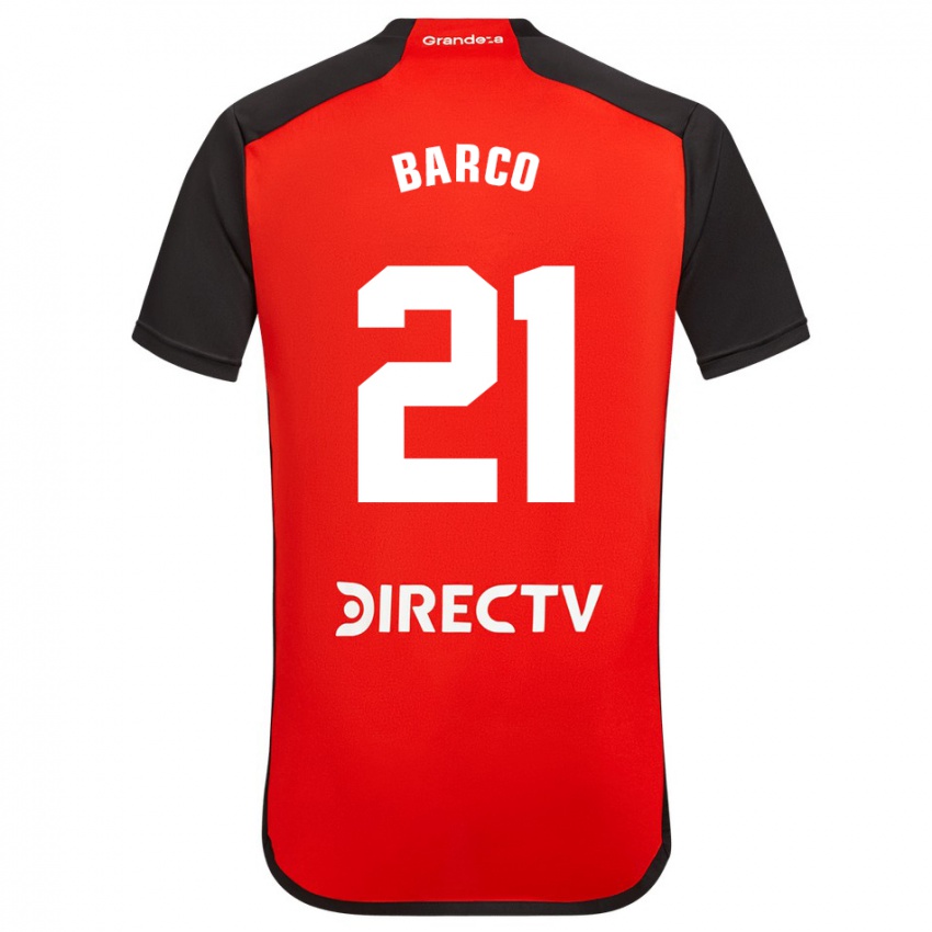 Criança Camisola Esequiel Barco #21 Vermelho Preto Branco Alternativa 2024/25 Camisa