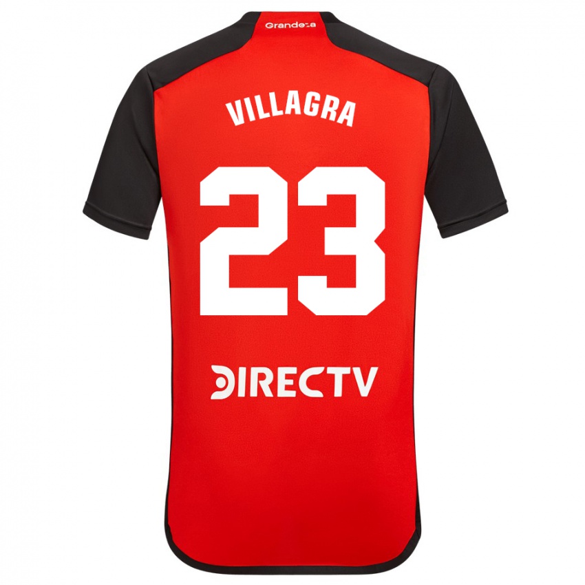 Criança Camisola Rodrigo Villagra #23 Vermelho Preto Branco Alternativa 2024/25 Camisa