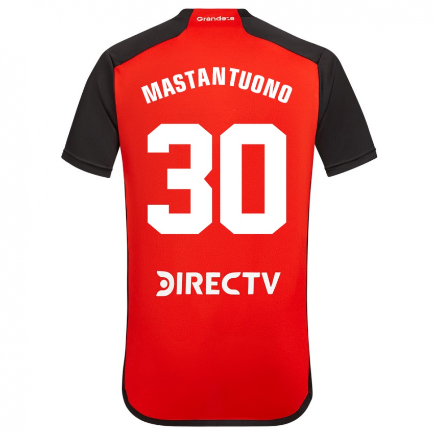 Criança Camisola Franco Mastantuono #30 Vermelho Preto Branco Alternativa 2024/25 Camisa