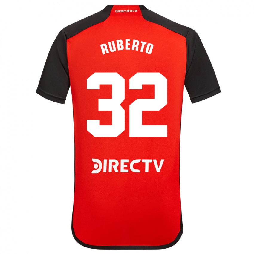 Criança Camisola Agustín Ruberto #32 Vermelho Preto Branco Alternativa 2024/25 Camisa