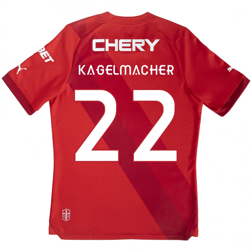 Criança Camisola Gary Kagelmacher #22 Vermelho Branco Alternativa 2024/25 Camisa