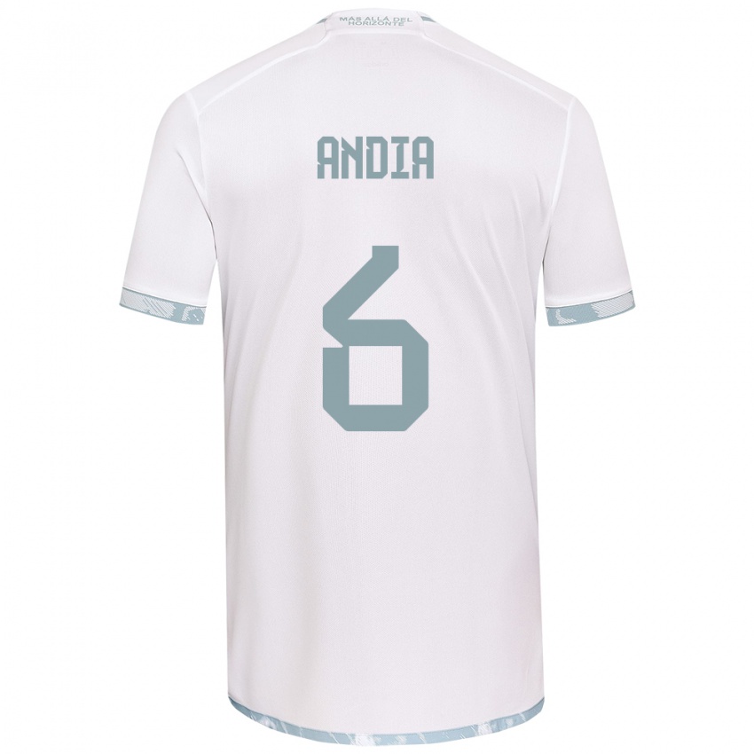 Criança Camisola Yonathan Andía #6 Branco Cinza Alternativa 2024/25 Camisa