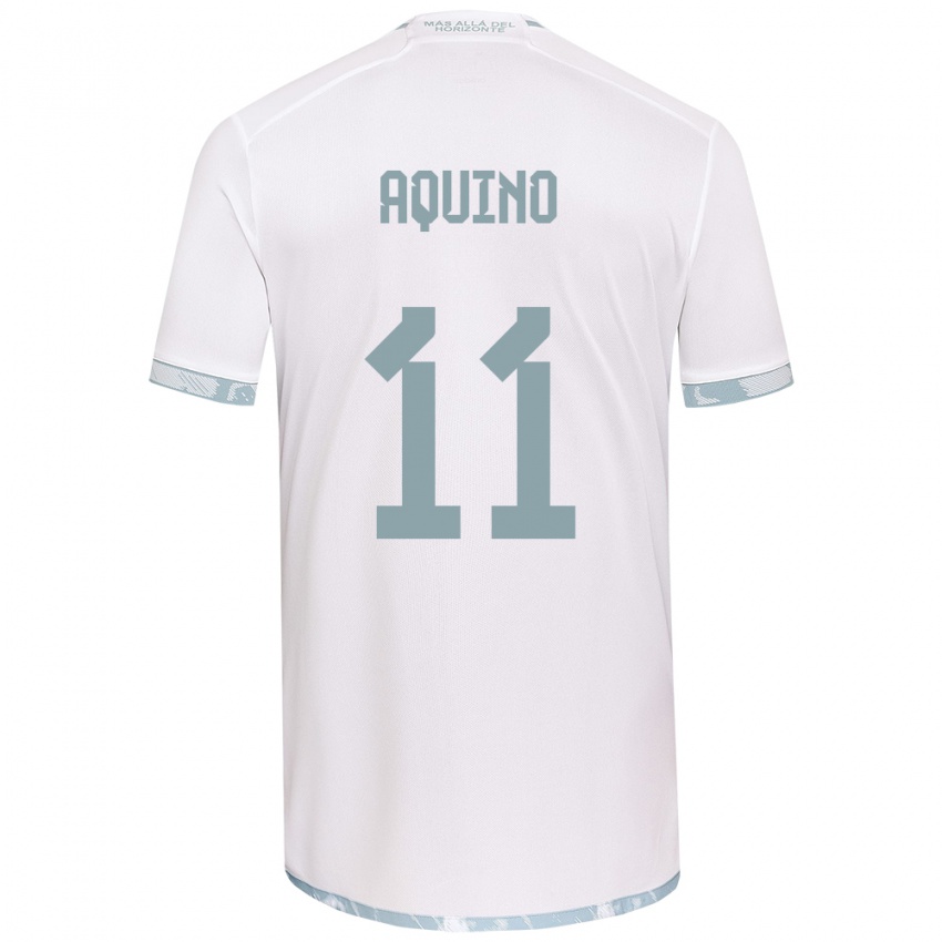 Criança Camisola Yisel Aquino #11 Branco Cinza Alternativa 2024/25 Camisa