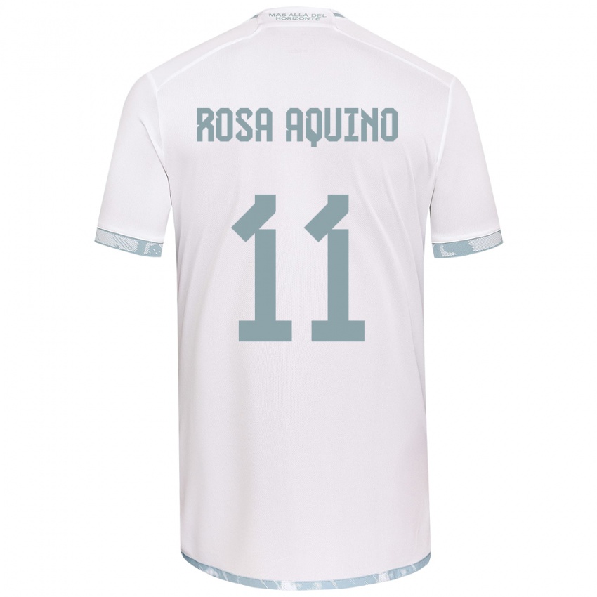 Criança Camisola Rosa Aquino #11 Branco Cinza Alternativa 2024/25 Camisa