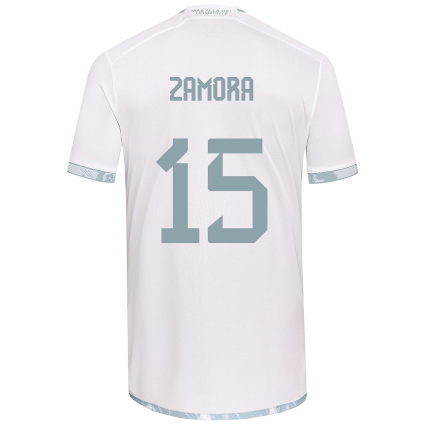 Criança Camisola Daniela Zamora #15 Branco Cinza Alternativa 2024/25 Camisa