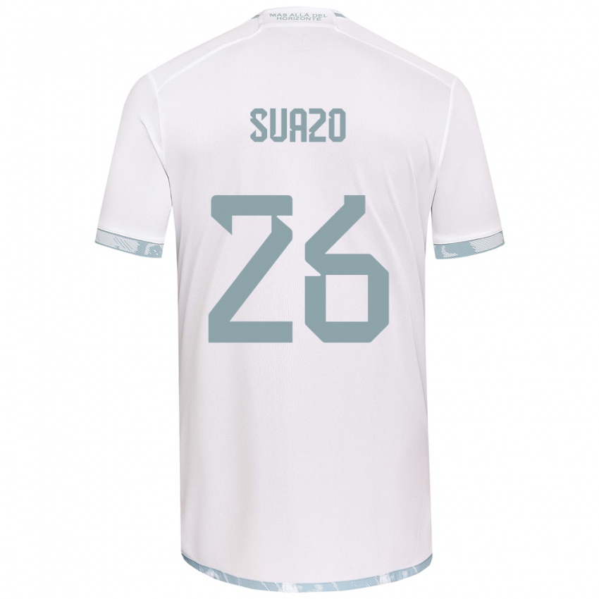 Criança Camisola Gretzel Suazo #26 Branco Cinza Alternativa 2024/25 Camisa