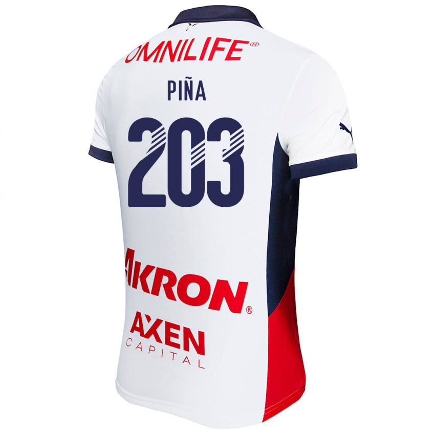 Criança Camisola Fernando Piña #203 Branco Vermelho Azul Alternativa 2024/25 Camisa