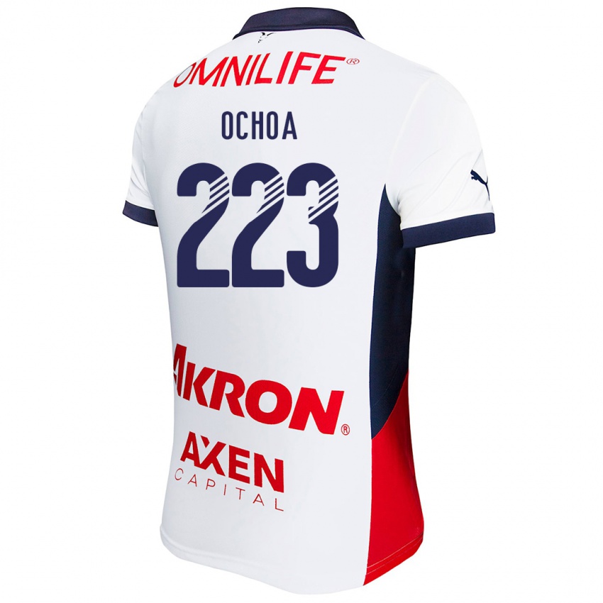 Criança Camisola Diego Ochoa #223 Branco Vermelho Azul Alternativa 2024/25 Camisa