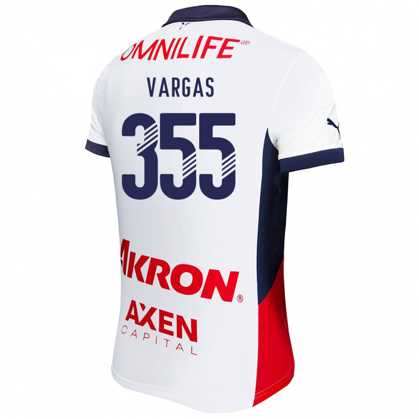 Criança Camisola Edgar Vargas #355 Branco Vermelho Azul Alternativa 2024/25 Camisa