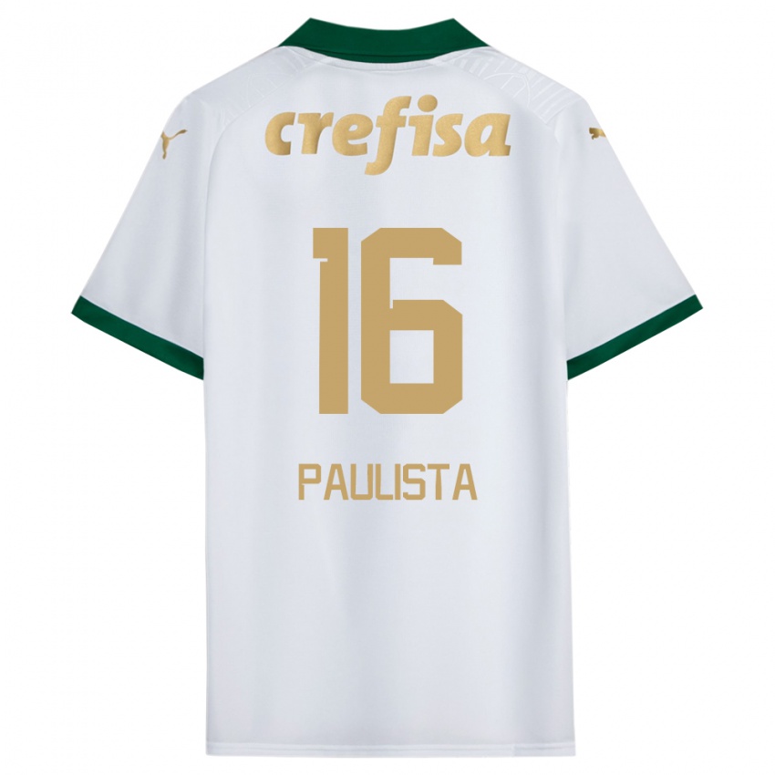 Criança Camisola Caio Paulista #16 Branco Verde Alternativa 2024/25 Camisa