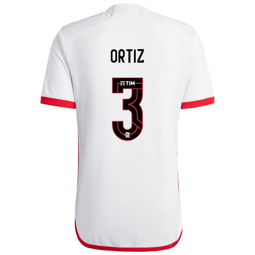 Criança Camisola Léo Ortiz #3 Branco Vermelho Alternativa 2024/25 Camisa