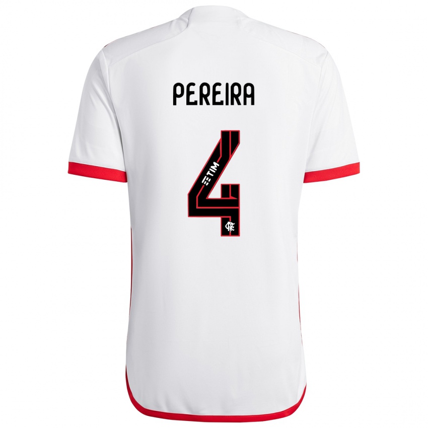 Criança Camisola Leo Pereira #4 Branco Vermelho Alternativa 2024/25 Camisa