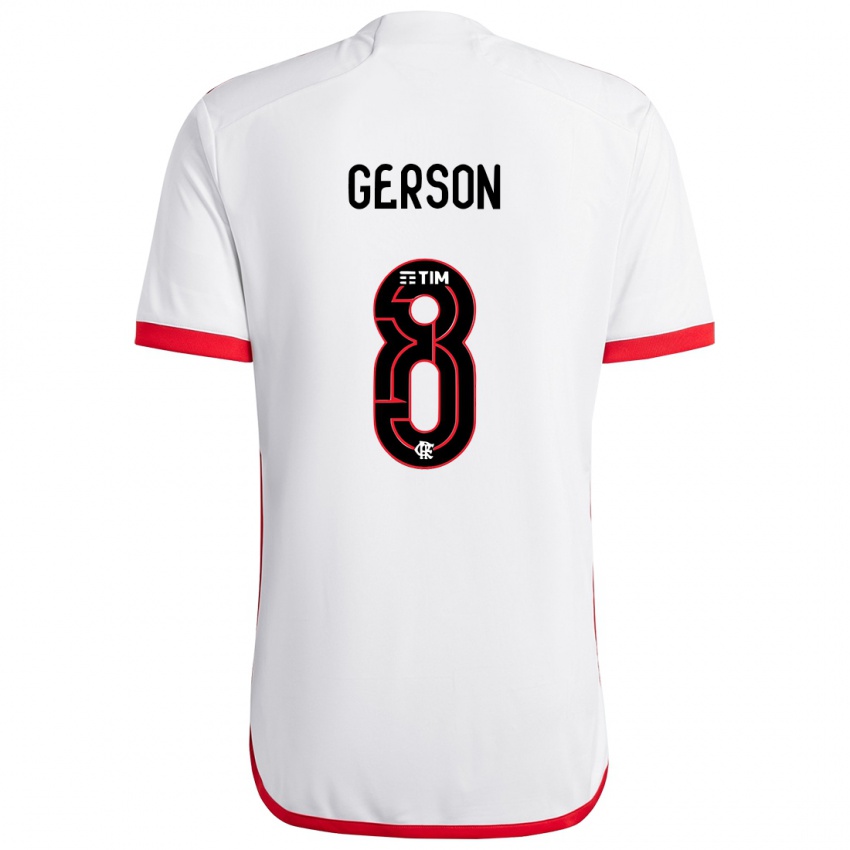 Criança Camisola Gerson #8 Branco Vermelho Alternativa 2024/25 Camisa