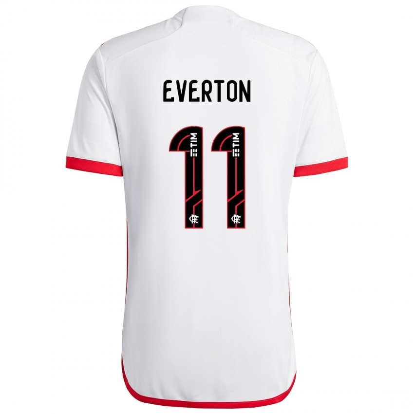 Criança Camisola Everton #11 Branco Vermelho Alternativa 2024/25 Camisa