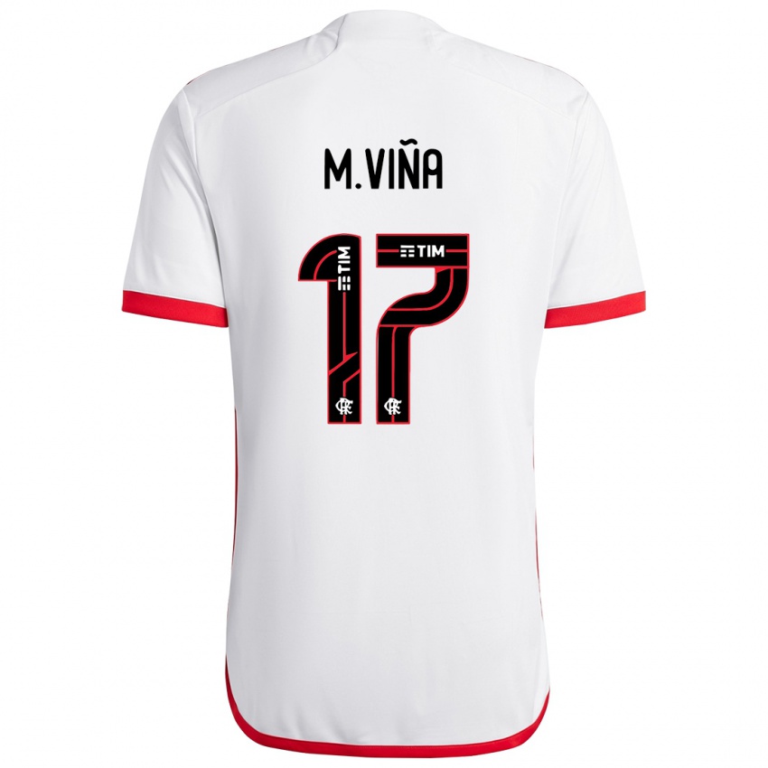 Criança Camisola Matias Vina #17 Branco Vermelho Alternativa 2024/25 Camisa