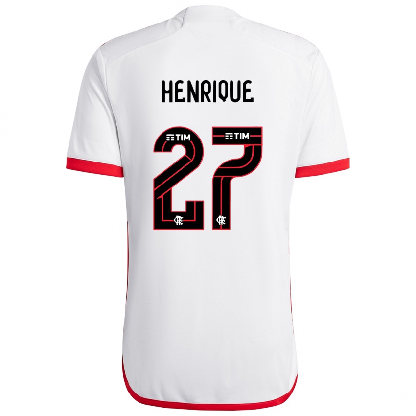 Criança Camisola Bruno Henrique #27 Branco Vermelho Alternativa 2024/25 Camisa