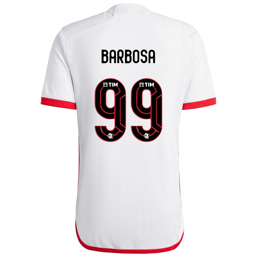 Criança Camisola Gabriel Barbosa #99 Branco Vermelho Alternativa 2024/25 Camisa