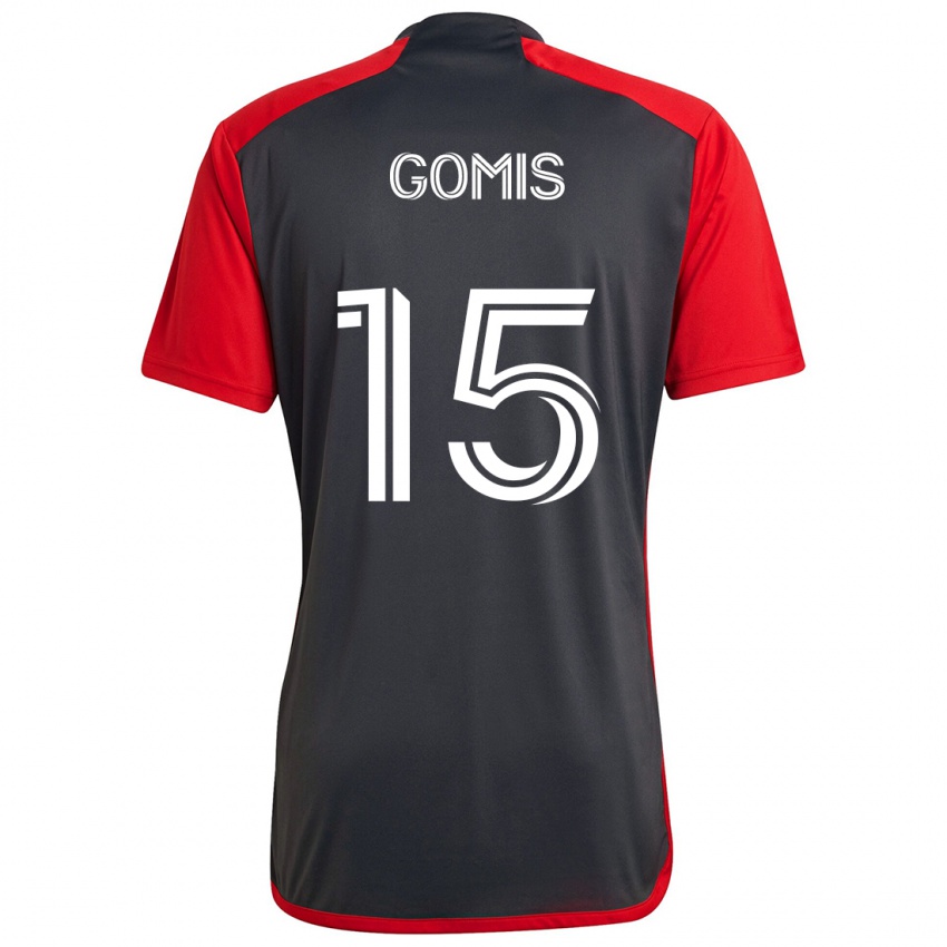 Homem Camisola Nicksoen Gomis #15 Vermelho Acinzentado Principal 2024/25 Camisa