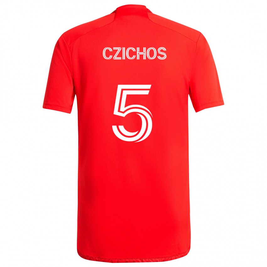 Homem Camisola Rafael Czichos #5 Vermelho Branco Principal 2024/25 Camisa