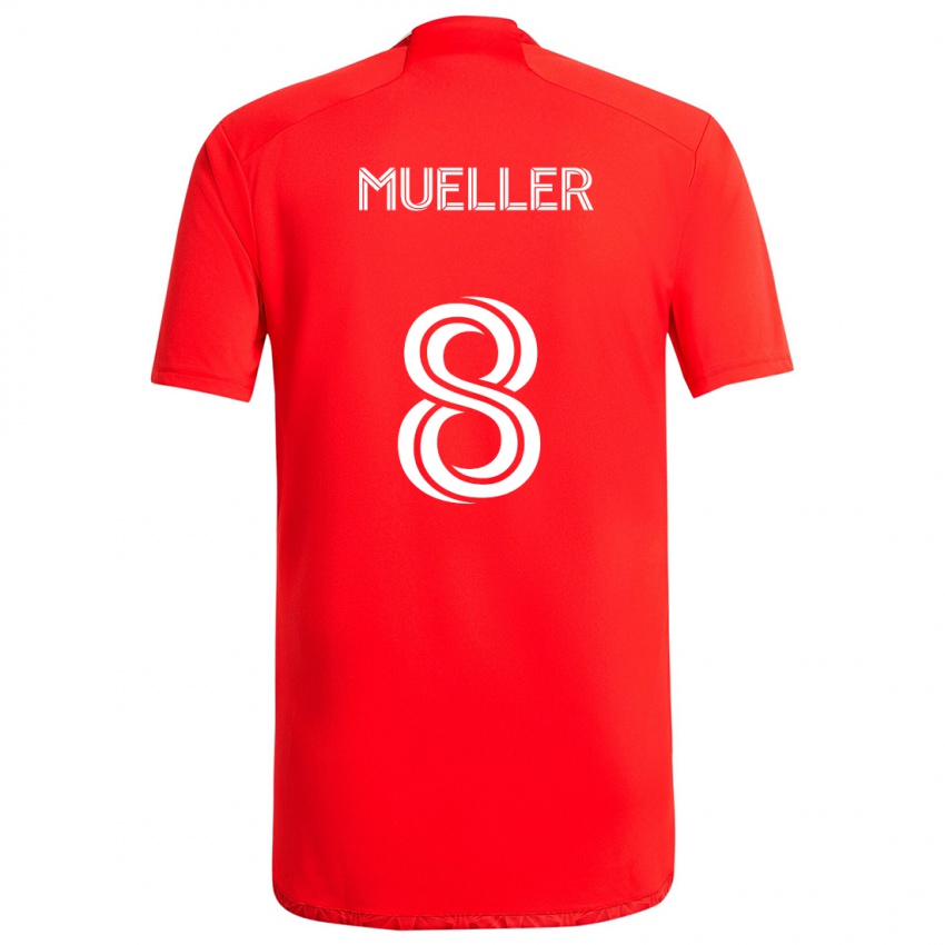 Homem Camisola Chris Mueller #8 Vermelho Branco Principal 2024/25 Camisa