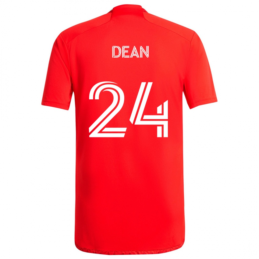 Homem Camisola Jonathan Dean #24 Vermelho Branco Principal 2024/25 Camisa