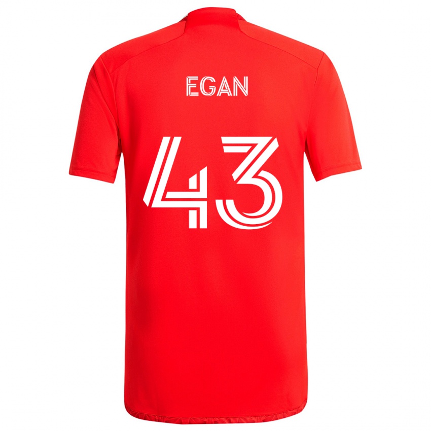 Homem Camisola Noah Egan #43 Vermelho Branco Principal 2024/25 Camisa