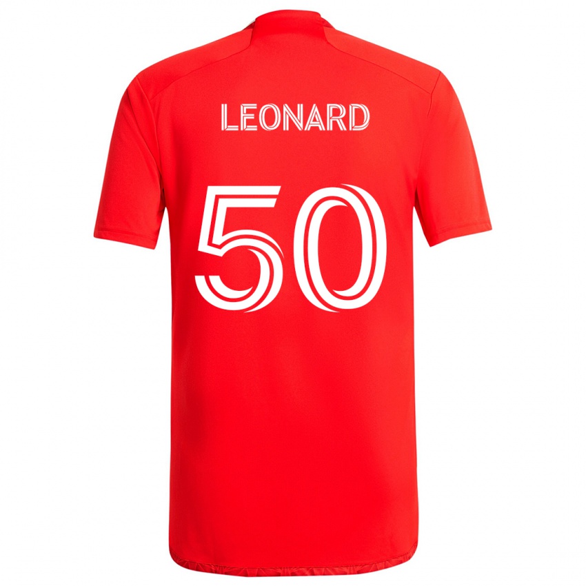 Homem Camisola Eric Leonard #50 Vermelho Branco Principal 2024/25 Camisa