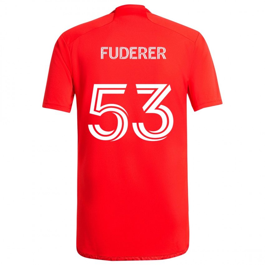 Homem Camisola Jake Fuderer #53 Vermelho Branco Principal 2024/25 Camisa