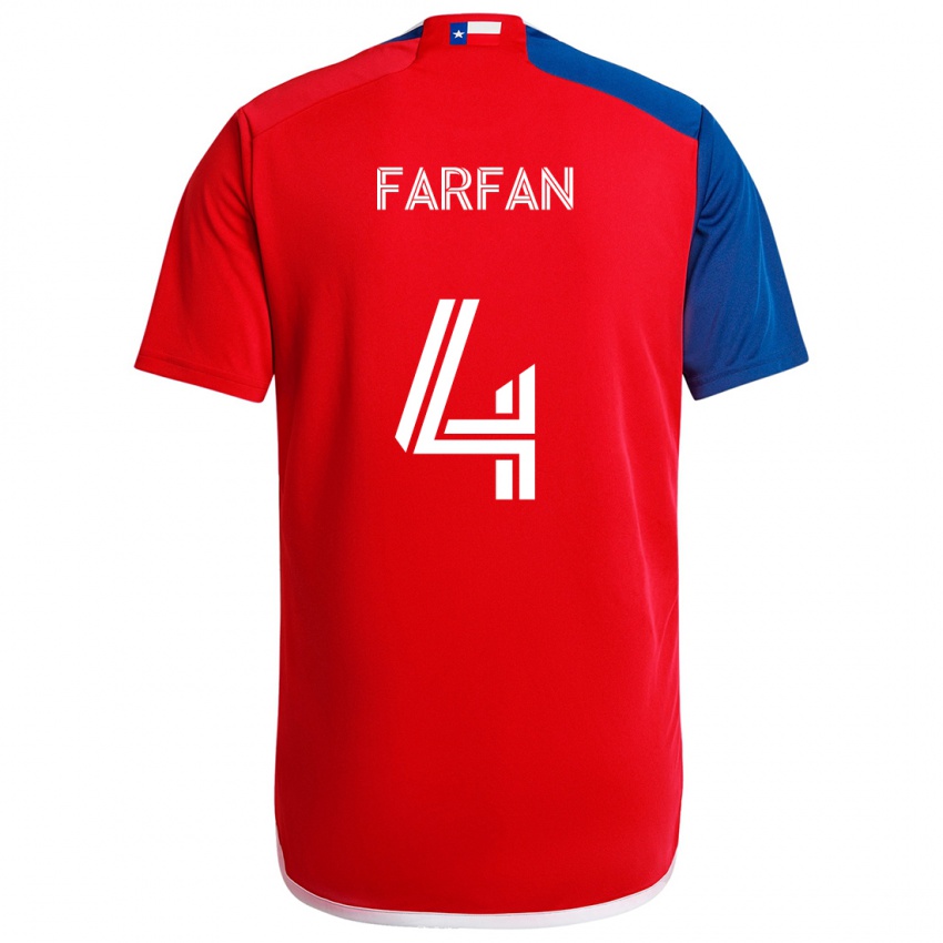 Homem Camisola Marco Farfán #4 Azul Vermelho Principal 2024/25 Camisa