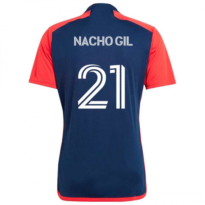 Homem Camisola Nacho Gil #21 Azul Vermelho Principal 2024/25 Camisa