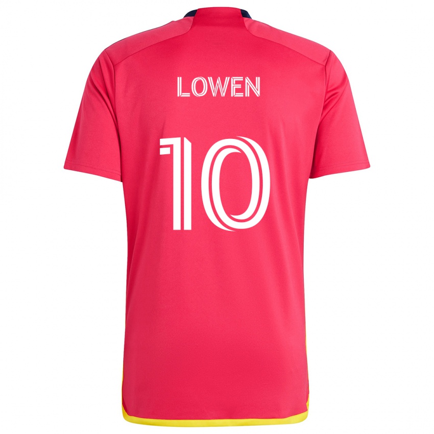 Homem Camisola Eduard Löwen #10 Vermelho Azul Principal 2024/25 Camisa