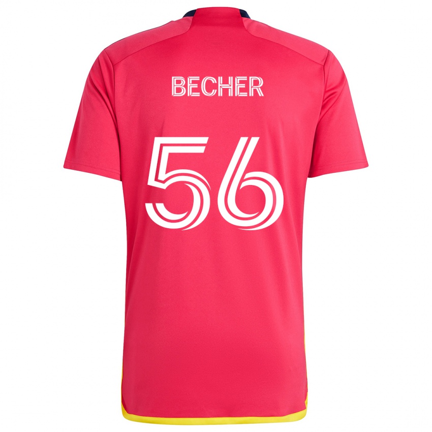 Homem Camisola Ryan Becher #56 Vermelho Azul Principal 2024/25 Camisa